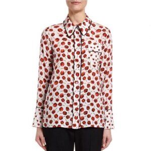 No. 21 Candy Apple Print Shirt Blouse Silk Red White Fruit Lollipop IT 42
